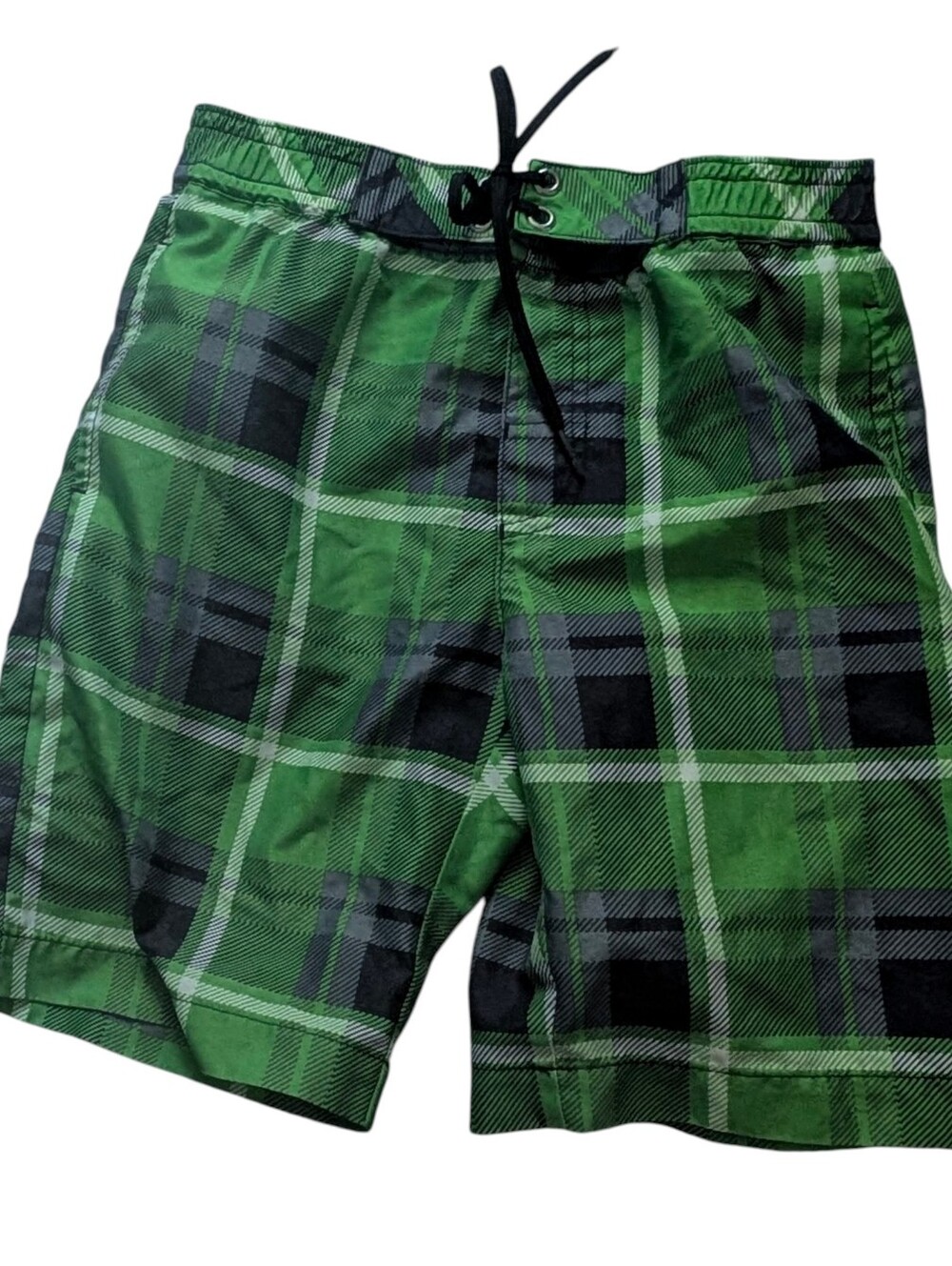 Hanna Andersson Green Plaid Swim Shorts with Black Drawstring‎ Boys Sz 5